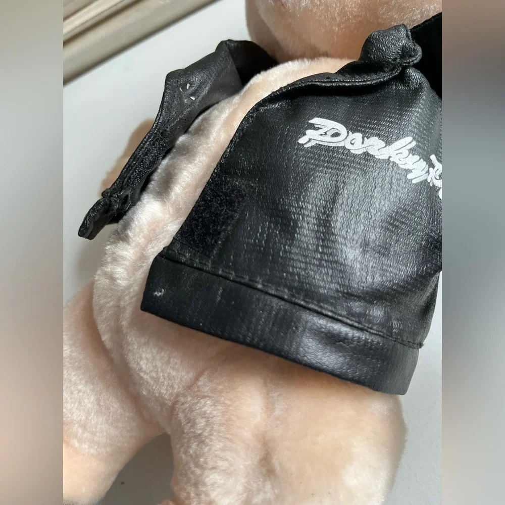 Vintage Warner Bros. Porky Pig Faux Leather Jacket 1994 Plush stuffed animal